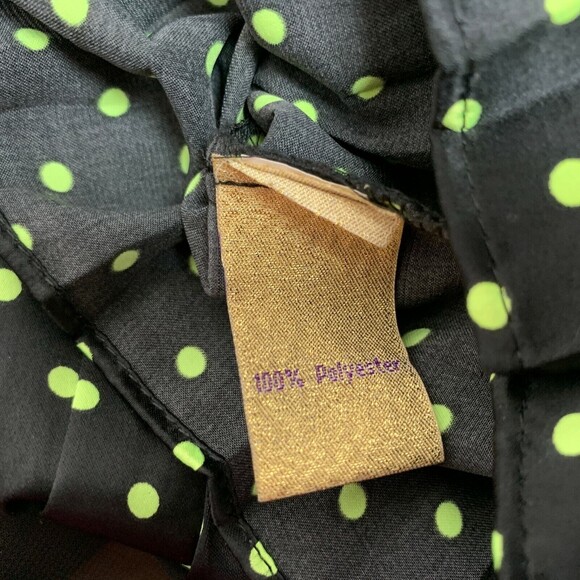 Princess Vera Wang Juniors Top Size 1 Black Green Polka Dots Pleated Sheer Back - Picture 6 of 7